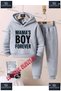 Children's Unisex Printed Hooded Tracksuit Set with the Text "Mamas Boy Yazi Orjn"