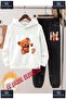 Children's Unisex Printed Hoodie and Sweatpants Set with the Text "Hi Bear in the Side Text".