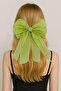 Sparkling Bow Hair Clip with Stone Detail – Neon Green - 6