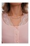 Women's Powder Special Design Lace Long Sleeve Cotton Maternity Pajama Set - 5