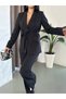 Women's Tie-Up Belted Shawl Collar Blazer Jacket Flared Leg Stretchy Pants Suit - 5