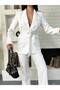 Women's Tie-Up Belted Shawl Collar Blazer Jacket Flared Leg Stretchy Pants Suit - 4
