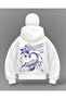 White Scorpion Printed Balaclava Oversize Sweatshirt Cardigan