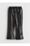 Lcw kids black elastic waist Leather-Look girls' pants