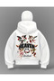 White Heaven Printed Balaclava Oversize Sweatshirt Cardigan
