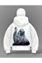 White Eyes Your Baldwin Printed Balaclava Oversized Sweatshirt Cardigan