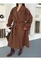 Long Draped Belted Oversize Trench Coat - 8