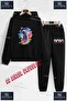 Children's Unisex Printed Hooded Tracksuit Set with a Colorful Pattern of an Astronaut and a Circle
