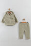 Baby Boy Pine Tree Embroidered Hooded Kangaroo Top and Bottom Set (9-12-18 Months) - 2