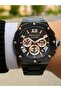Function Black Steel Men's Wristwatch – Rose Detail – Functional – with Bracelet Gift