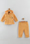 Baby Boy Pine Tree Embroidered Hooded Kangaroo Top and Bottom Set (9-12-18 Months) - 3
