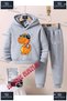 Children's Unisex Hooded Tracksuit Set with Printed "Rawr Dino Headphones Orange"