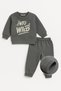 Boy's Seasonal Winter Tracksuit Set Gray / Blue Sweatshirt Bottom Cotton Ribbed 3-4-5-6 Years Old - 4