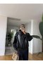 Trend Oversized Viral Mock Neck Leather Jacket - 3