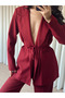 Premium Lined Tie-Detail Premium Blazer Jacket - 3