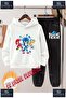 Children's Unisex Printed Hooded Tracksuit Set with the Text: "Sonic 3 Lu Kesik Boyali"