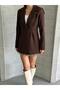 Women's Dabıl Fabric Double Buttoned Blazer Jacket with Pinch Detail - 8
