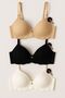 Laser Cut Light Support Bra Set of 3 – Ecru, Black, Nude