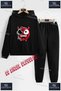 Children's Unisex "Smile Tek Goz Krmz Sytn" Special Printed Hooded Tracksuit Set