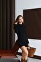 Women's Black Camisole Fabric Long Sleeve Mini Dress - 3