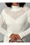 Women's Mesh Detailed Mini Knit Dress - 2