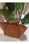 Single Compartment, Large Size Adjustable Faux Leather Handbag and Shoulder Bag with Snap Fasteners on the Sides - 3