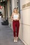 Exclusive Women's Carrot Leg High Waist Lycra Woven Trousers 3096 - 4