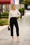 Exclusive Women's Carrot Leg High Waist Lycra Woven Trousers 3096 - 4
