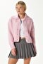 Women's Lean Soft Texture Polo Neck Pink Basic Knitwear Cardigan Hi00179 - 2