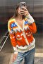 Oversize Patterned V-Neck Knitwear Cardigan Aw25Hi0033