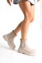 Women's New Season Flat Elastic Beige Daily Comfortable Fit Boots - 8