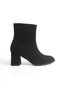 Women's New Season Heeled Zippered Daily Comfortable Fit Black Suede Boots - 4