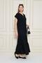Women's Black Long Skirt Ruffled Short Sleeve Epaulette Detail Loose Casual Comfortable Dress 3761366 - 8
