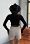 Women's Black Finger Detail Turtleneck Bodysuit - 4