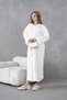 Women's Wide-Fit Long Knit Dress with Front Glass Pearls and Sequin Embroidery