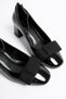 Women's Leather Shoes with Bow and Helmet Short Thick Heels 5 cm Black Patent Leather Velisse - 3