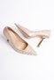 Women's Leather Shoes Gold Detailed High Heels 9 cm Beige Fiorra - 3