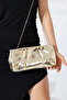 Gold Women's Chain Strap Portfolio Evening Bag Shiny Shoulder and Hand Bag for Invitations - 7