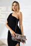 Bronze Women's Chain Strap Portfolio Evening Bag Shiny Shoulder and Hand Bag for Invitations
