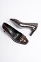 Vionna Women's Brown Patent Leather Crocodile Heeled Shoes with Gold Accessories (6.5 cm) - 5