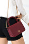 Burgundy Women's Bag with Chain Strap, Small Size Box Model, Shoulder and Hand Bag for Occasions - 5