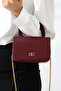 Burgundy Women's Bag with Chain Strap, Small Size Box Model, Shoulder and Hand Bag for Occasions - 4