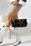 Black Women's Chain Strap Portfolio Evening Bag Shiny Shoulder and Hand Bag for Invitations - 6