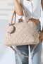 Beige Women's Bag Quilted Patterned Puff Fabric Large Size Mini Wallet Detailed Shoulder and Hand Bag - 5