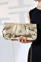 Gold Women's Chain Strap Portfolio Evening Bag Shiny Shoulder and Hand Bag for Invitations - 6