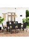 9 Piece Garden Dining Set Black and Brown