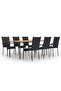 7 Piece Garden Dining Set Poly Rattan Black