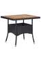 5 Piece Garden Dining Set Black Poly Rattan and Acacia Wood - 2