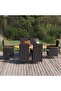 7 Piece Garden Dining Set Poly Rattan Black