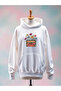 Printed Cotton 3 Thread Oversized White Sweatshirt
